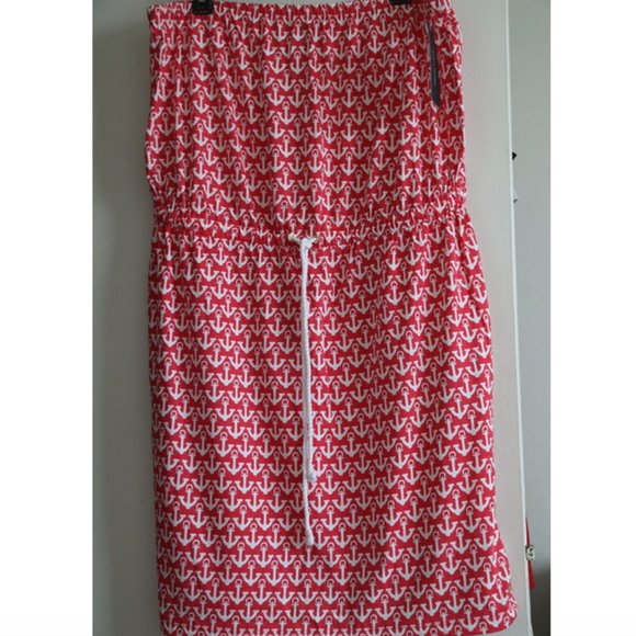 Tommy Hilfiger Strapless Anchor Drawstring Dress Cotton M New - Picture 6 of 6